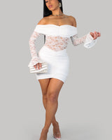 Luxe Lace Illusion Off-Shoulder Mini Dress - White