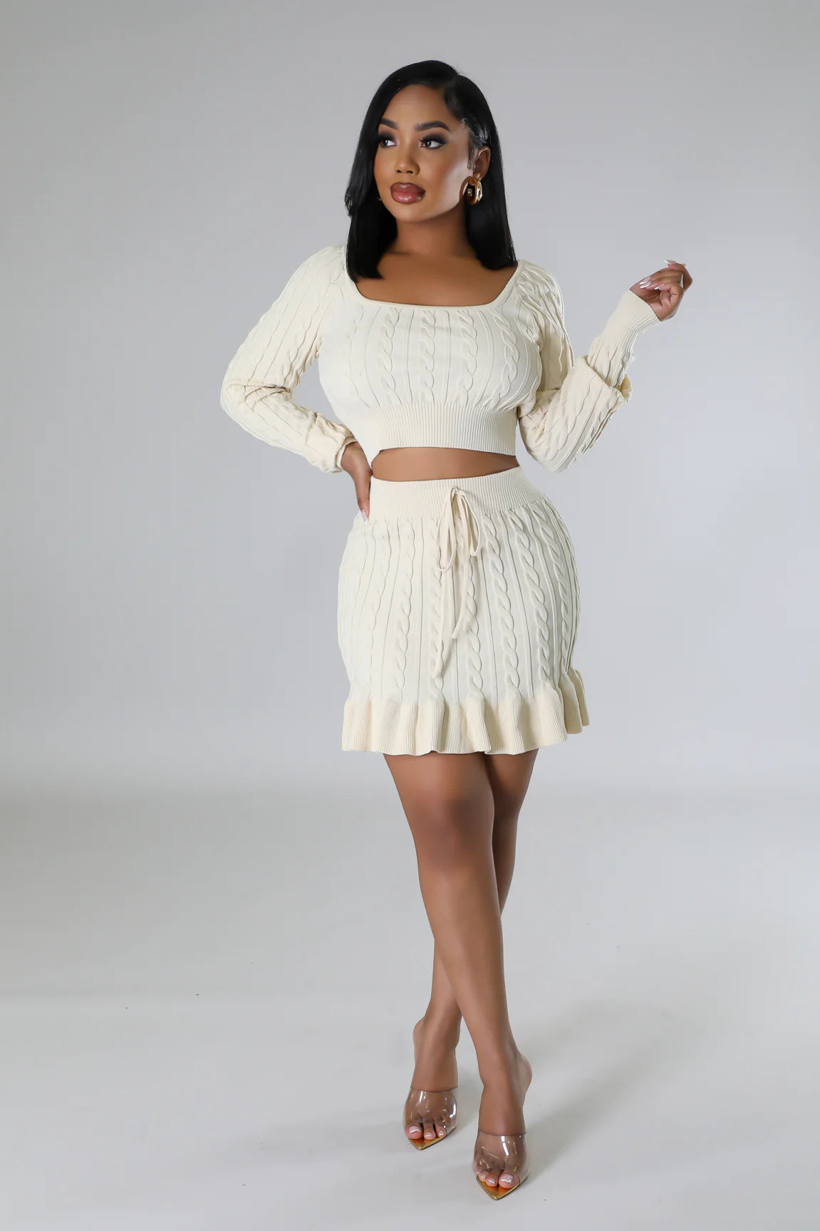 Attract Me Knitted Skirt Set
