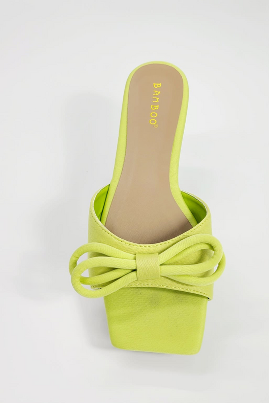  Lime Green Bow Slide Sandals