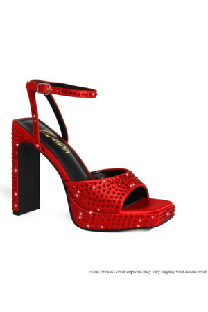 Rhinestone Platform Dress Shoes (Red)