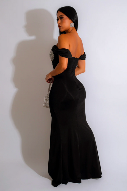 That You Stay With Me Mesh Maxi Dress (Black)
