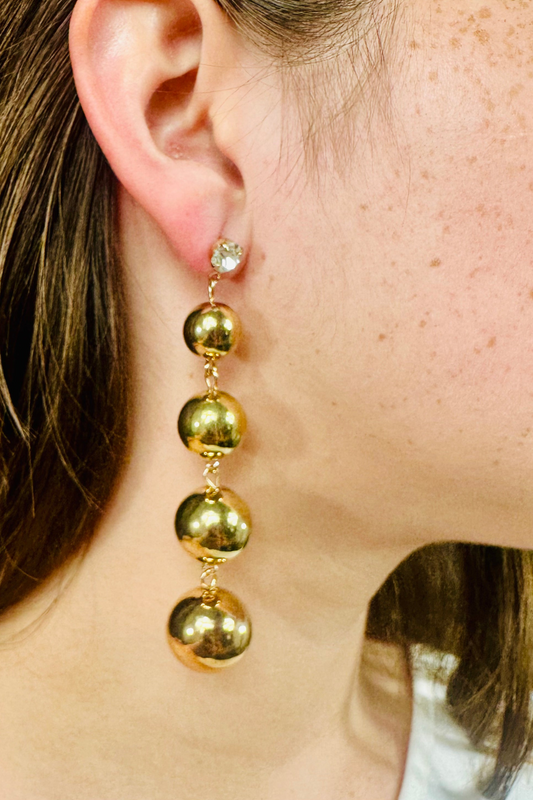 Golden Sphere Cascade Earrings (Gold)