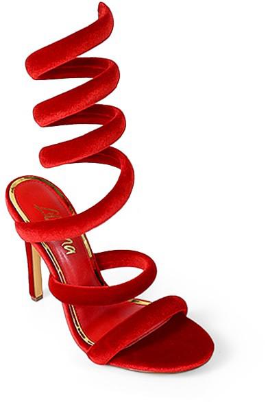 Helix Sensuous Velvet Heels (Red)