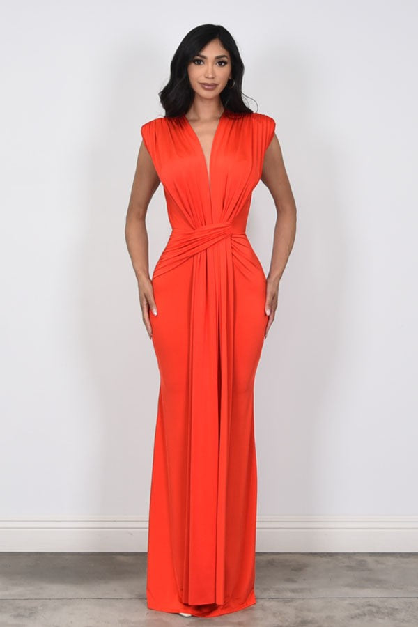 Radiant Starlight Maxi Dress (Orange Burnt)