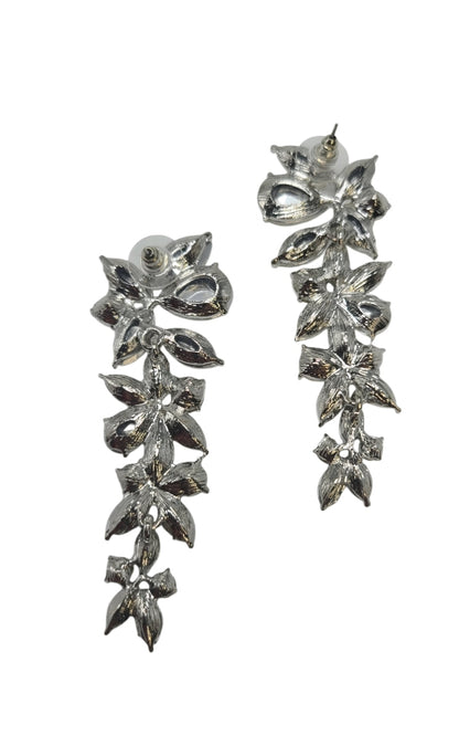 Silver Flower Cascade Evening Earrings