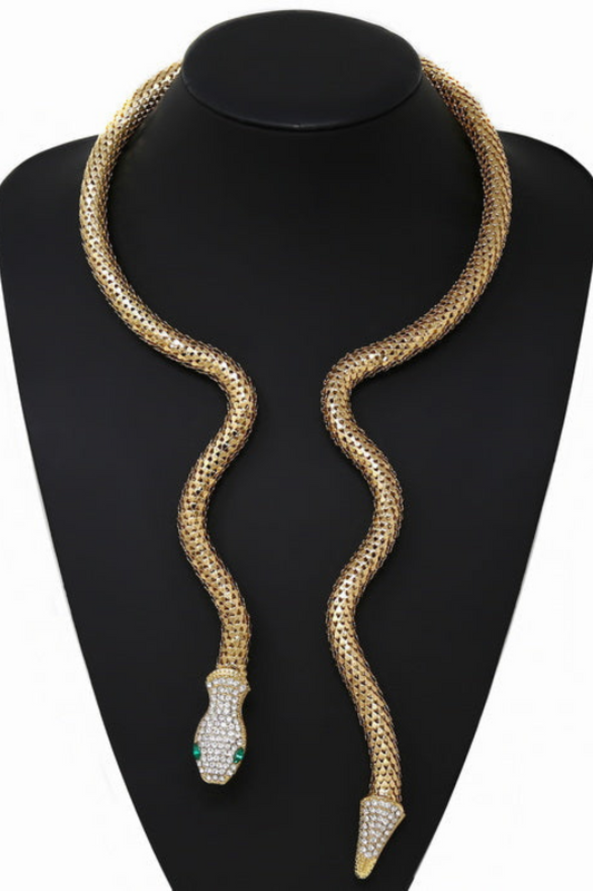 Serpentine Crystal Necklace Set (Gold)