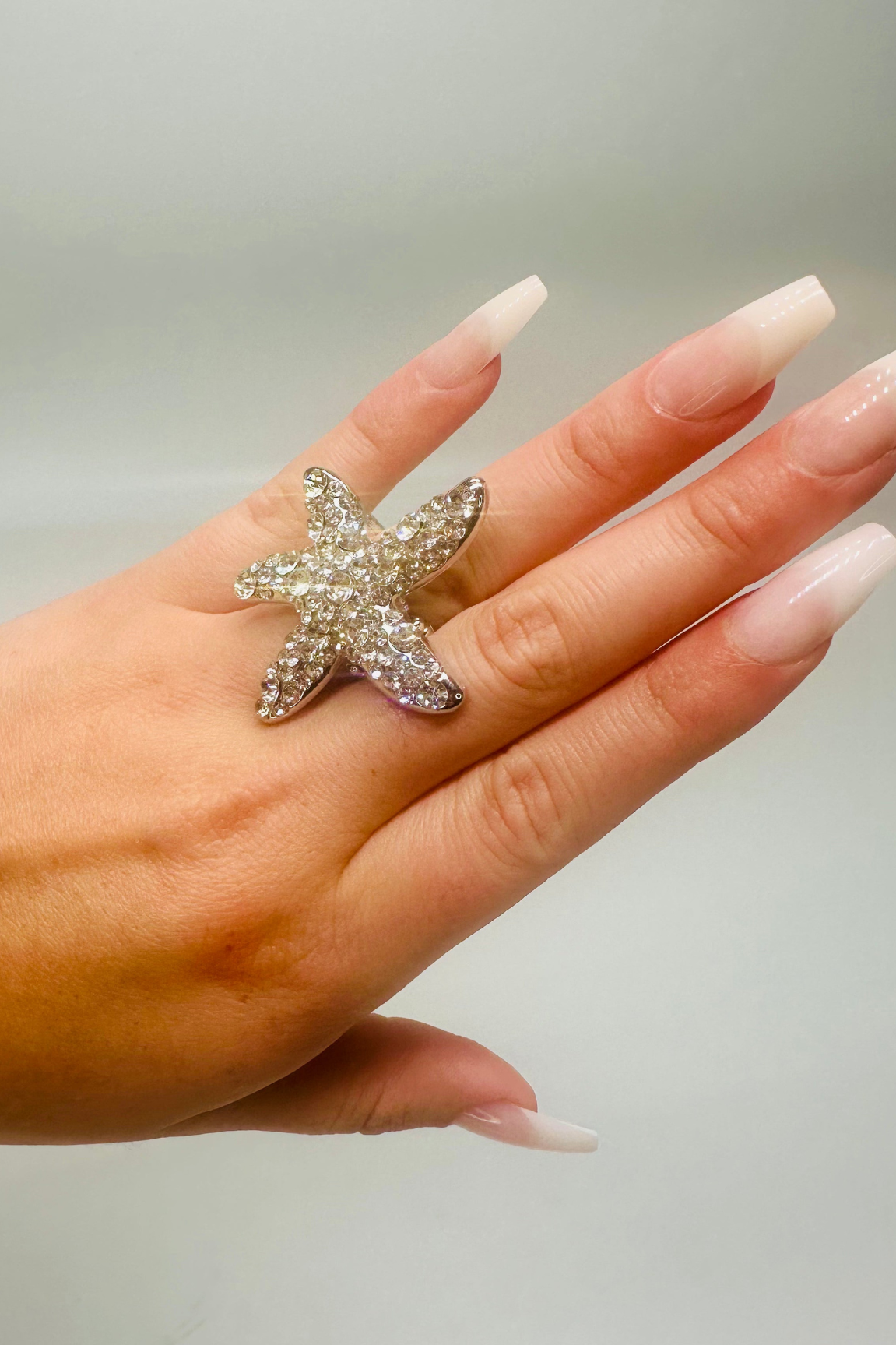 Starburst Crystal Ring (Silver)