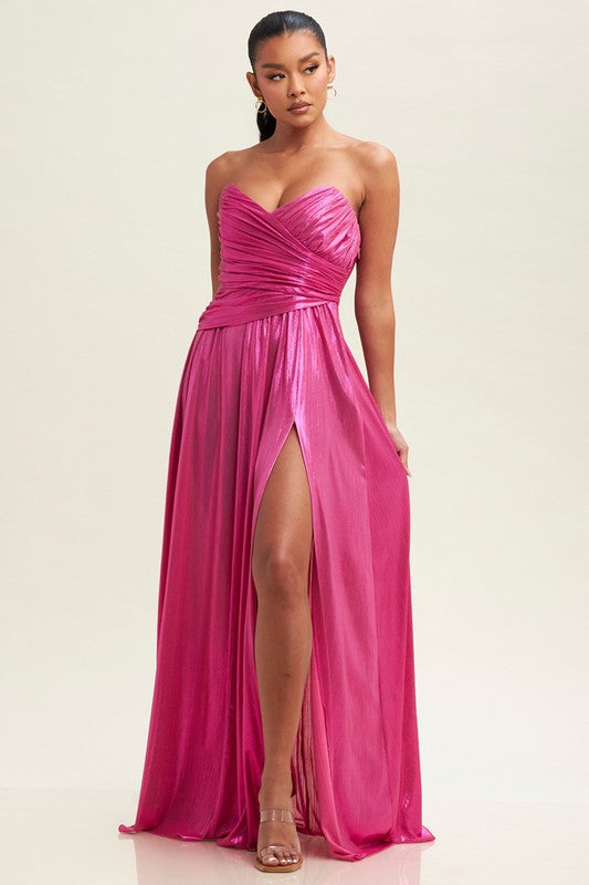 Strapless Magenta Evening Gown