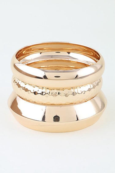 Polished Geometric Cuff Bracelet Set - Gold - Palazzo Couture Online