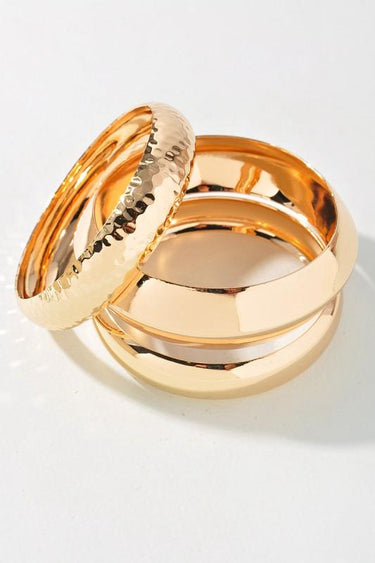 Polished Geometric Cuff Bracelet Set - Gold - Palazzo Couture Online