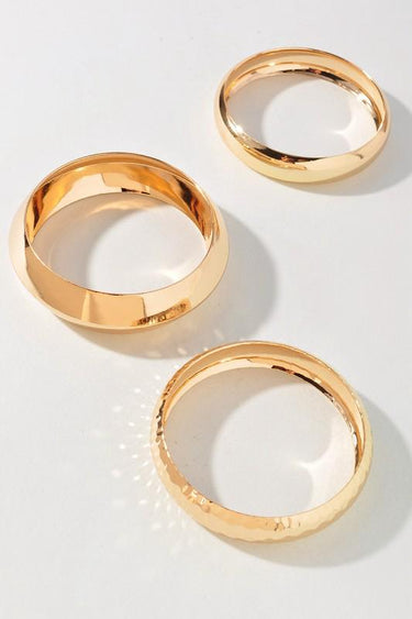 Polished Geometric Cuff Bracelet Set - Gold