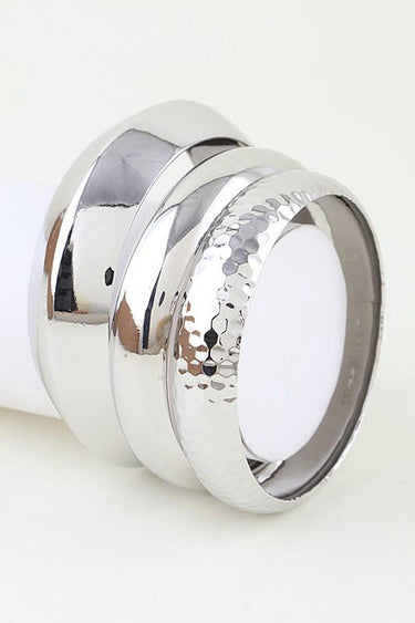 Polished Geometric Cuff Bracelet Set - Silver