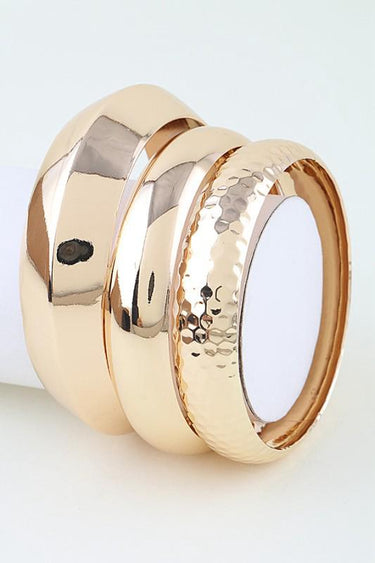 Polished Geometric Cuff Bracelet Set - Gold - Palazzo Couture Online