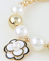 Pearled Bloom Statement Necklace - Gold Cream - Palazzo Couture Online