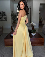Ethereal One-Shoulder Flow Maxi Dress -Yellow