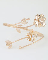Golden Bloom Sculpted Arm Cuff- Gold Clear