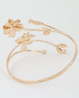 Golden Bloom Sculpted Arm Cuff- Gold Clear