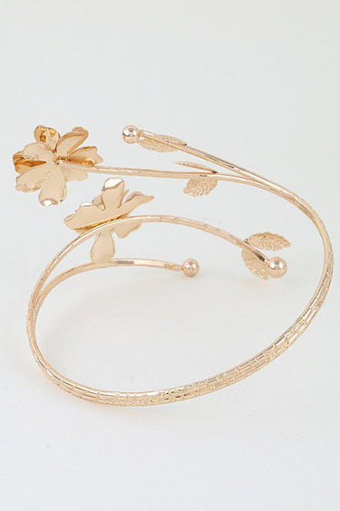 Golden Bloom Sculpted Arm Cuff- Gold Clear