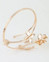 Golden Bloom Sculpted Arm Cuff- Gold Clear