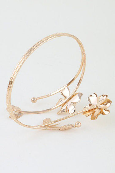 Golden Bloom Sculpted Arm Cuff- Gold Clear