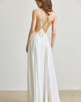 Ethereal Lace Low-Back Maxi Dress - Ivory
