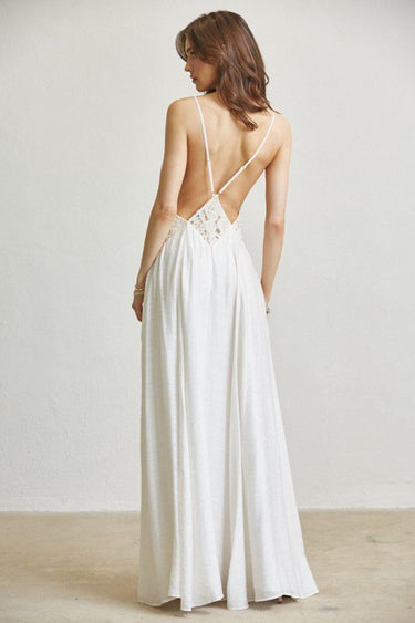 Ethereal Lace Low-Back Maxi Dress - Ivory