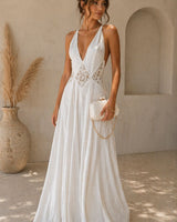 Ethereal Lace Low-Back Maxi Dress - Ivory