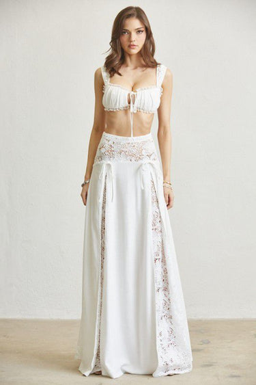 Ethereal Lace Low-Back Maxi Dress - Ivory