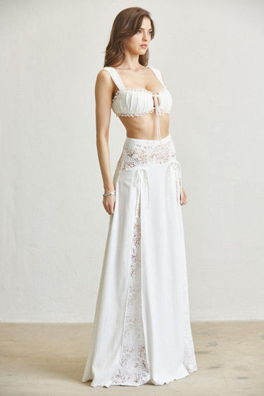 Ethereal Lace Low-Back Maxi Dress - Ivory