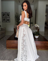 Ethereal Lace Low-Back Maxi Dress - Ivory