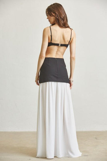 Butterfly Illusion Cutout Maxi Dress - BlackWhite