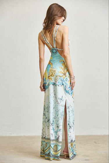 Celestial Medallion Cutout Maxi Dress - Multi