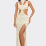 Floral Luxe Cutout Slit Maxi Dress - Ivory