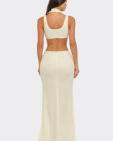 Floral Luxe Cutout Slit Maxi Dress - Ivory