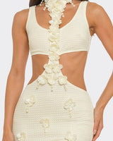 Floral Luxe Cutout Slit Maxi Dress - Ivory