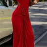 Scarlet Allure Open-Back Bodycon Maxi Dress - Red