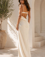 Lily Luxe Cutout Satin Maxi Dress - Naturalflor