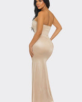 Golden Fringe Siren Maxi Gown - Champagne
