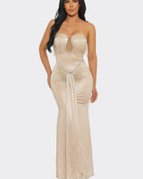 Golden Fringe Siren Maxi Gown - Champagne