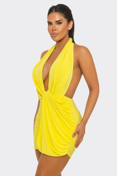 Golden Hour Braided Mini Dress - Yellow