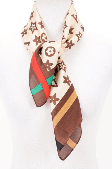 Signature Print Luxe Bandana - Brown