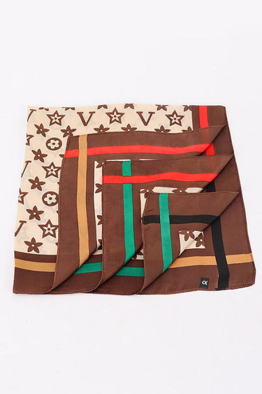 Signature Print Luxe Bandana - Brown