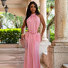Ethereal Halter Sculpted Maxi Dress - Pink