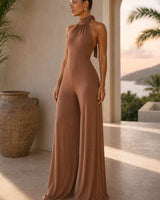 Sculpted Escape Halter Jumpsuit- Coco