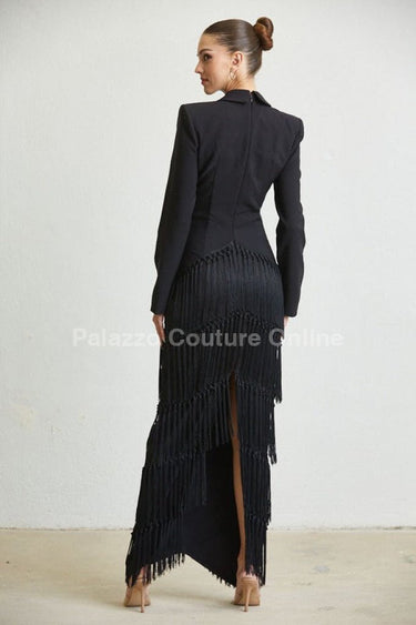 A Fringe Classic Maxi Dress (Black) - Palazzo Couture Online