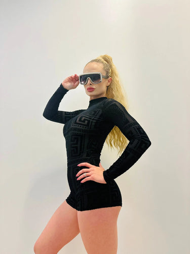 About Last Night Velvet Black Romper - women's going out romper