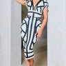 Abstract Allure Midi Dress – Geometric Elegance front view showing full midi length silhouette