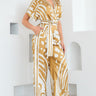 Abstract Glamour Satin Jumpsuit Camel - Palazzo Couture Online