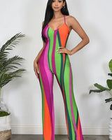 Abstract Stripe Print Jumpsuit for women - stylish jumpsuit by Palazzo Couture
