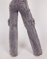 Acid Black Denim: Casual Glam Jeans close up of stylish fabric and construction detail